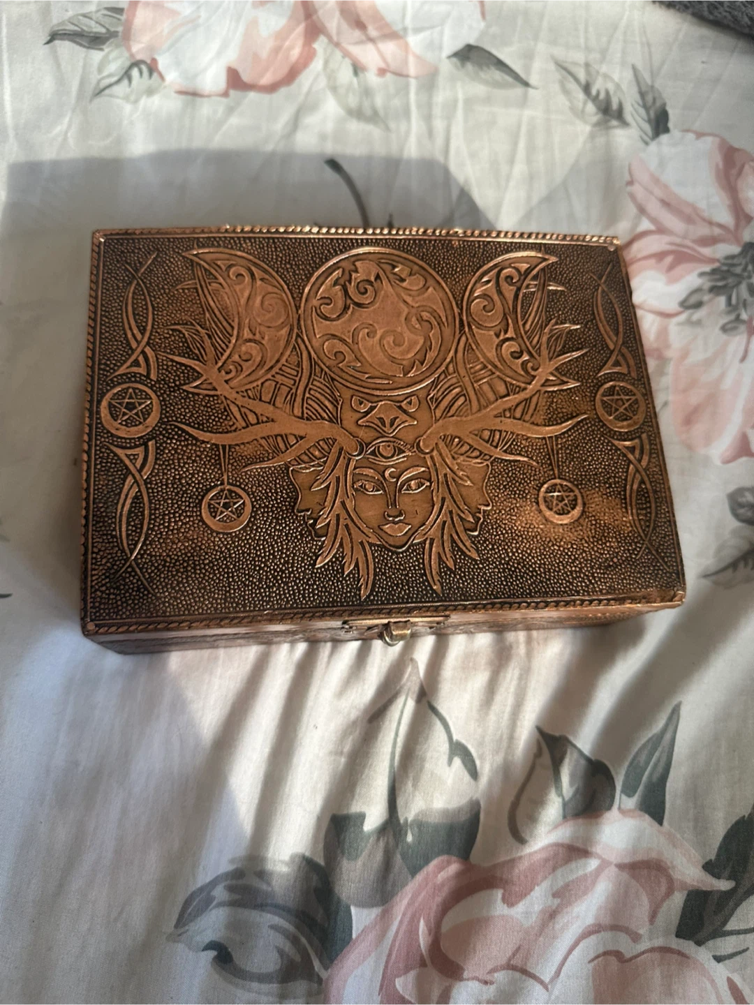 Ornate Copper-Colored Witchcraft Box with crystals - photo 2