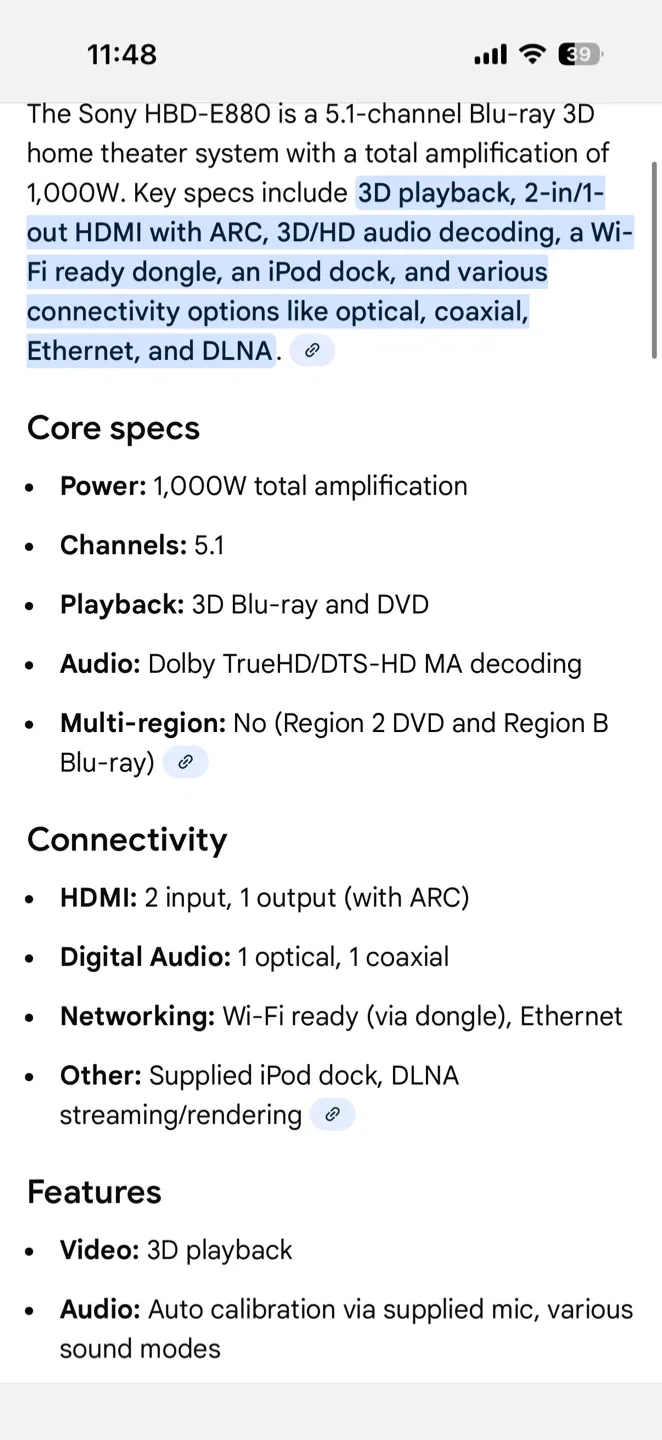 Sony HBD-E880 5.1 Channel Blu-Ray Home Theatre System image indicator(3)