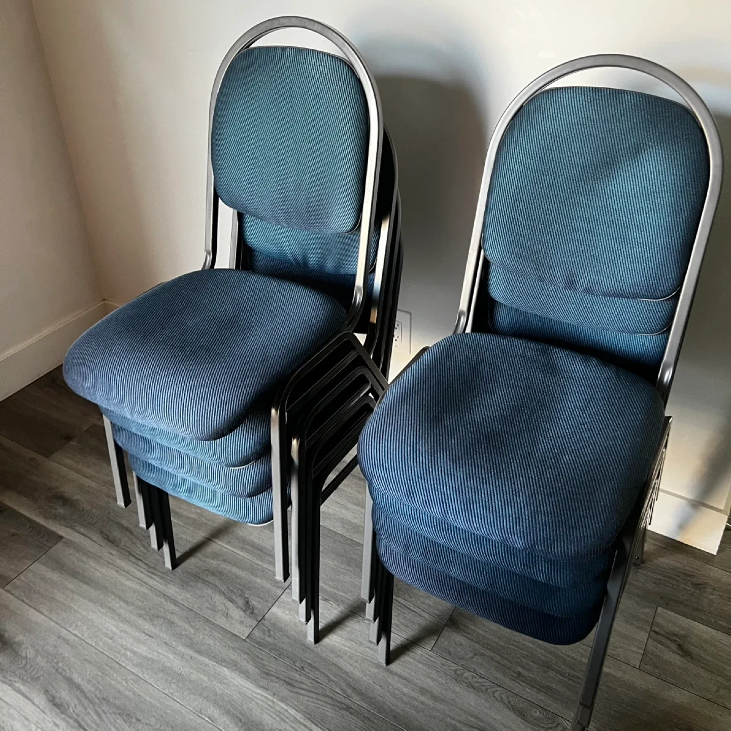 Stackable Blue Padded Chairs