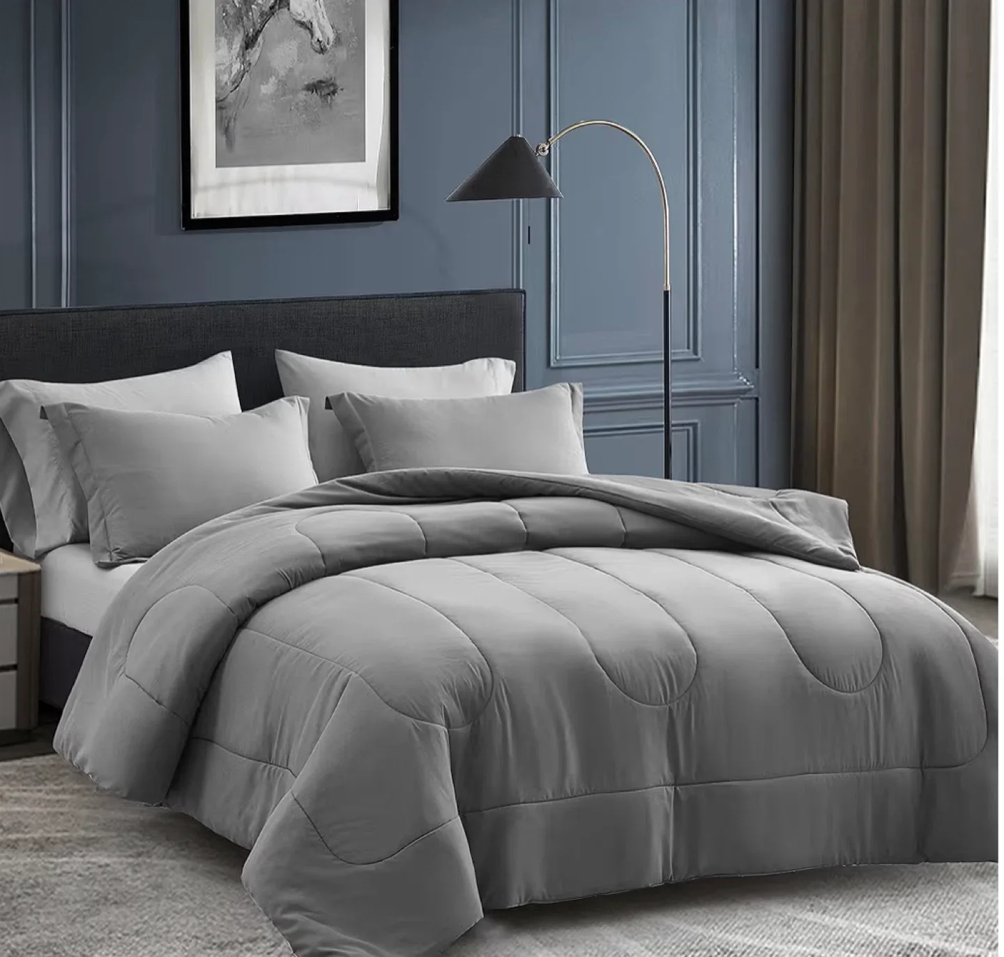 Grey Comforter Set 7 pieces image indicator(2)