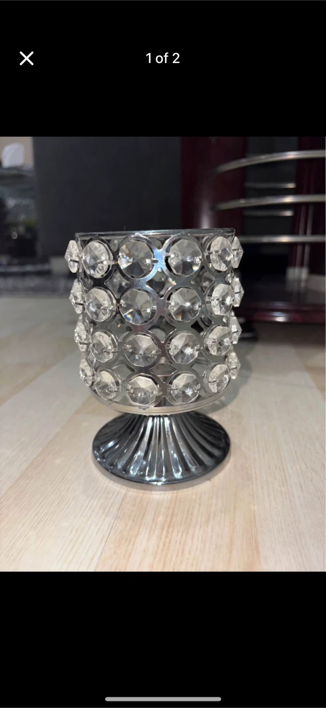 Silver Crystal Candle Holder($15)