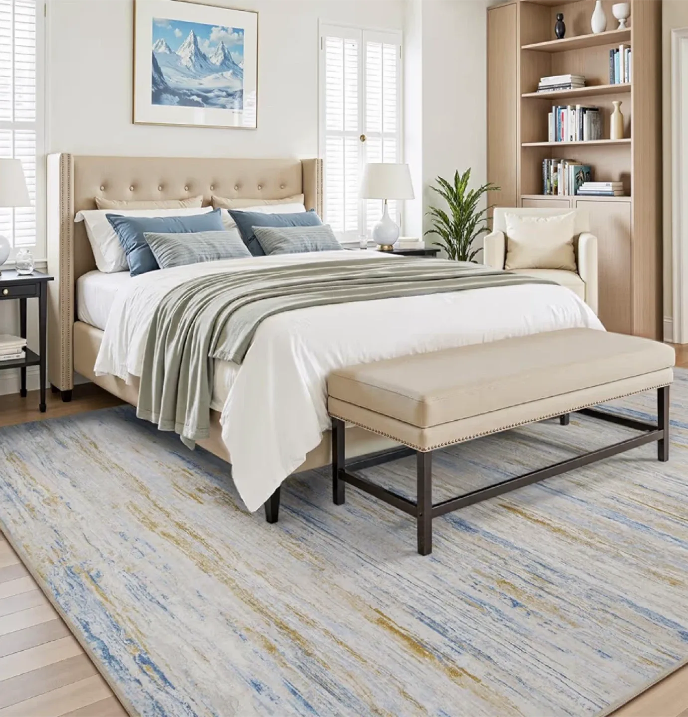 Area Rug 8x10 ft- Blue and Beige image indicator(2)