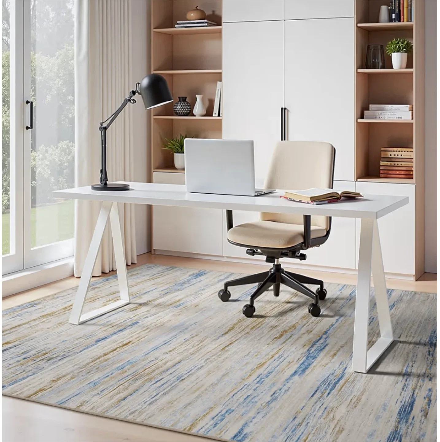 Area Rug 8x10 ft- Blue and Beige image indicator(3)