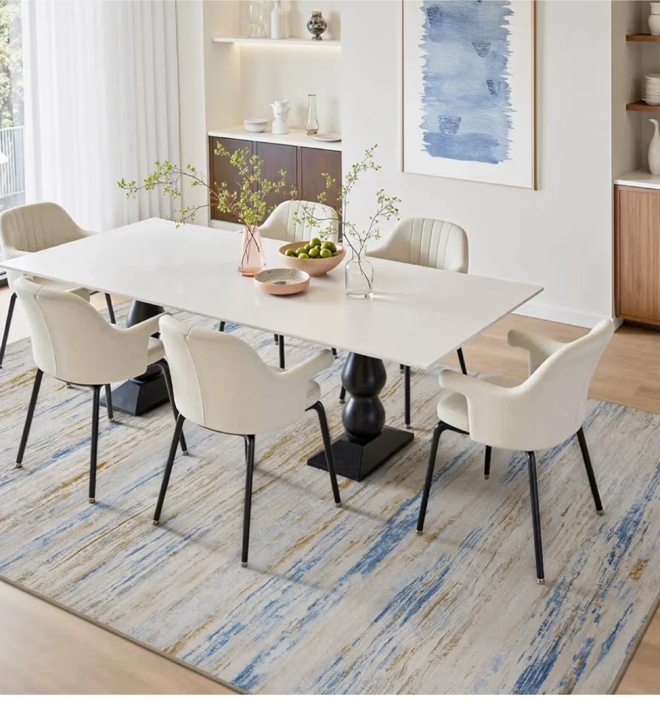 Area Rug 8x10 ft- Blue and Beige image indicator(4)