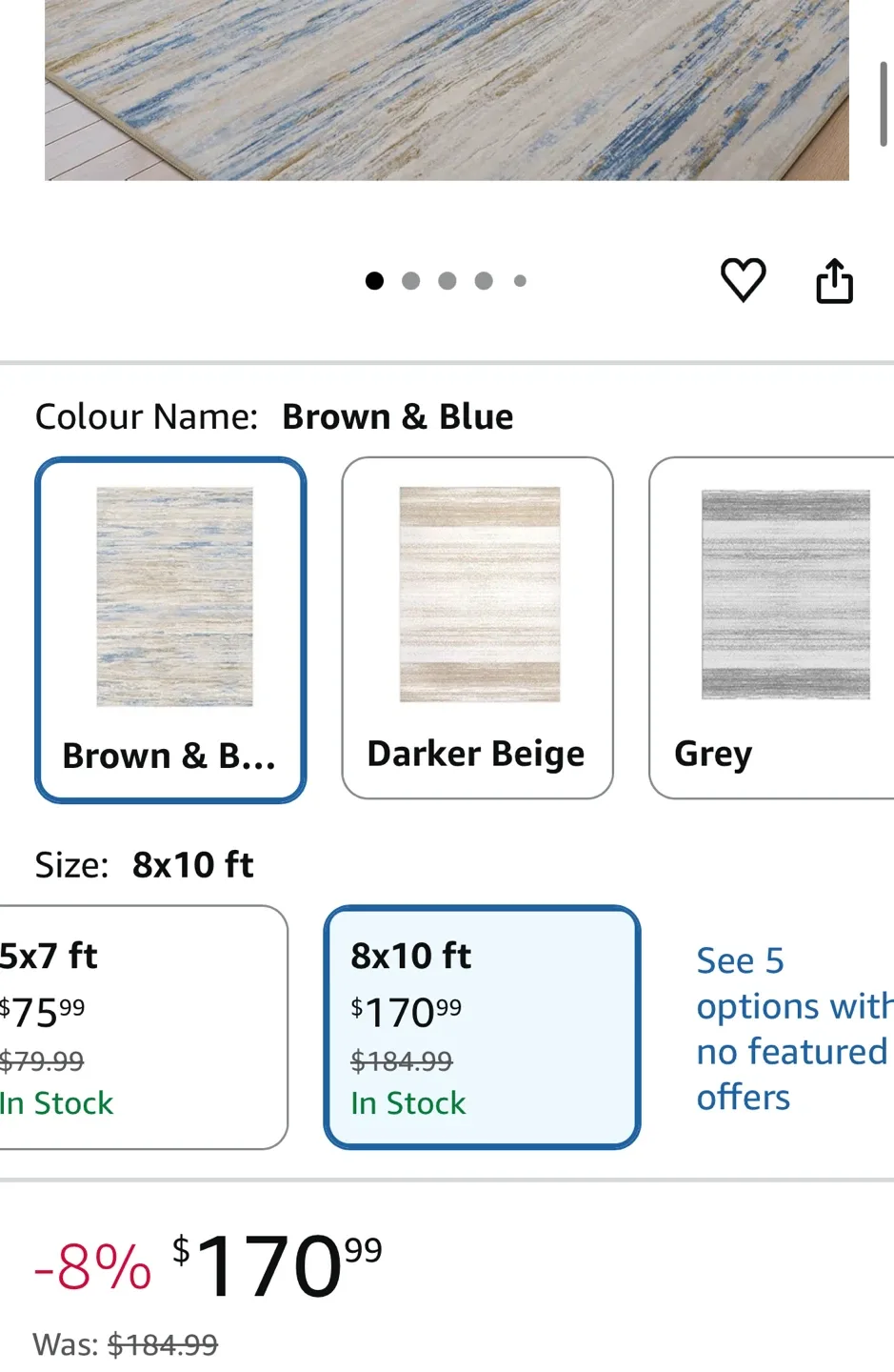 Area Rug 8x10 ft- Blue and Beige image indicator(7)