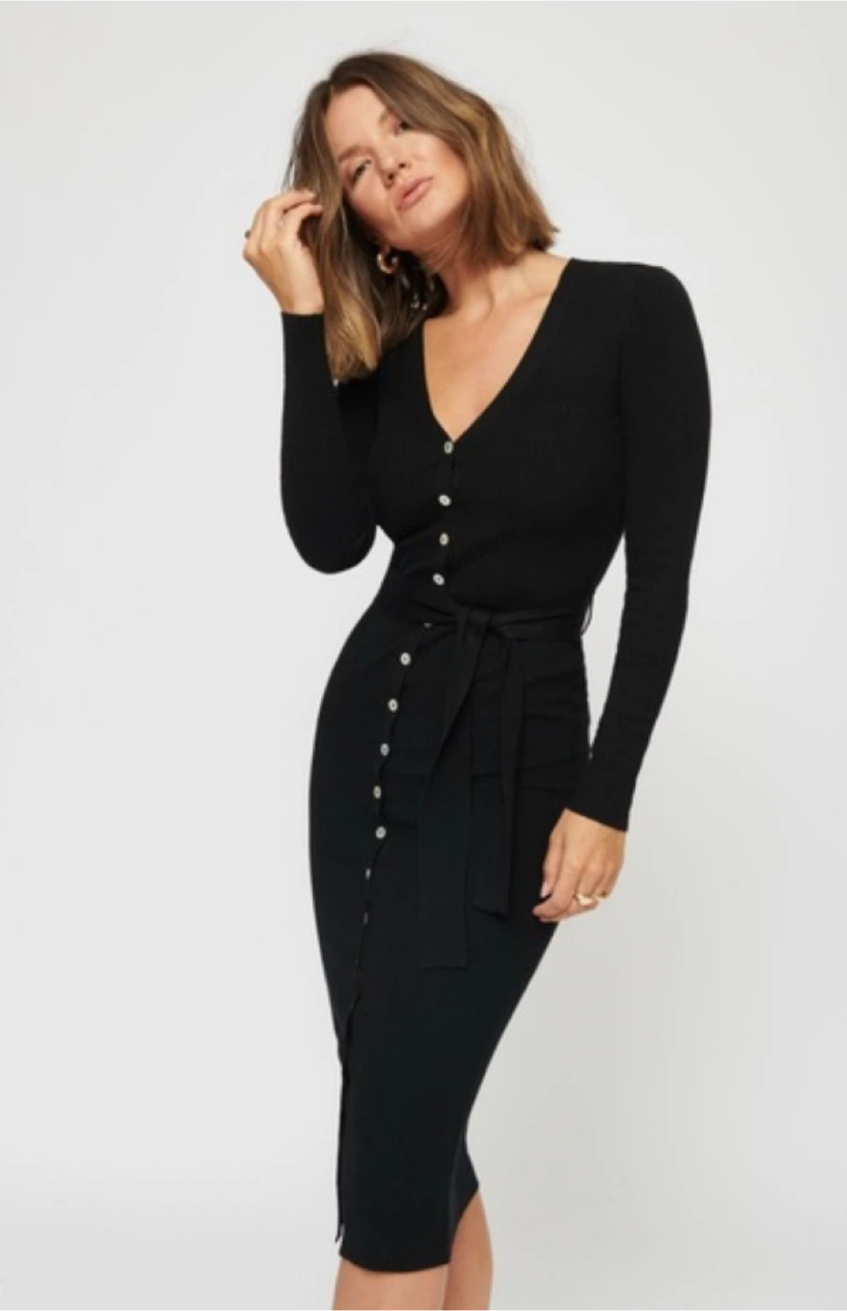 NWT Dynamite Black XS Button-Up Dress