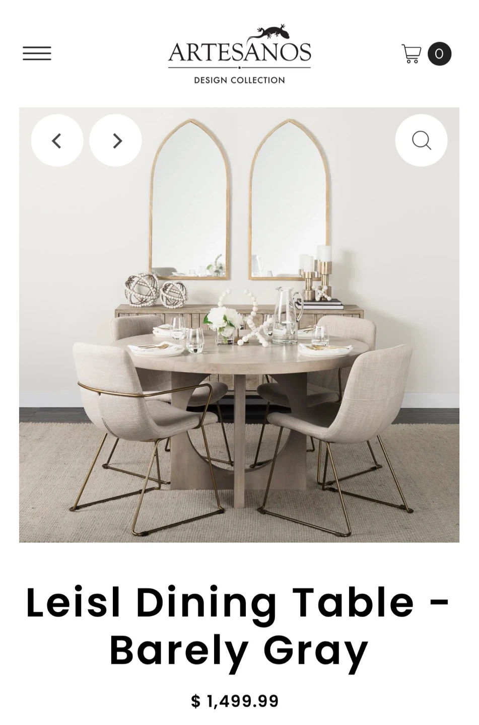 Artesanos Liesl Round Dining Table - Barely Gray