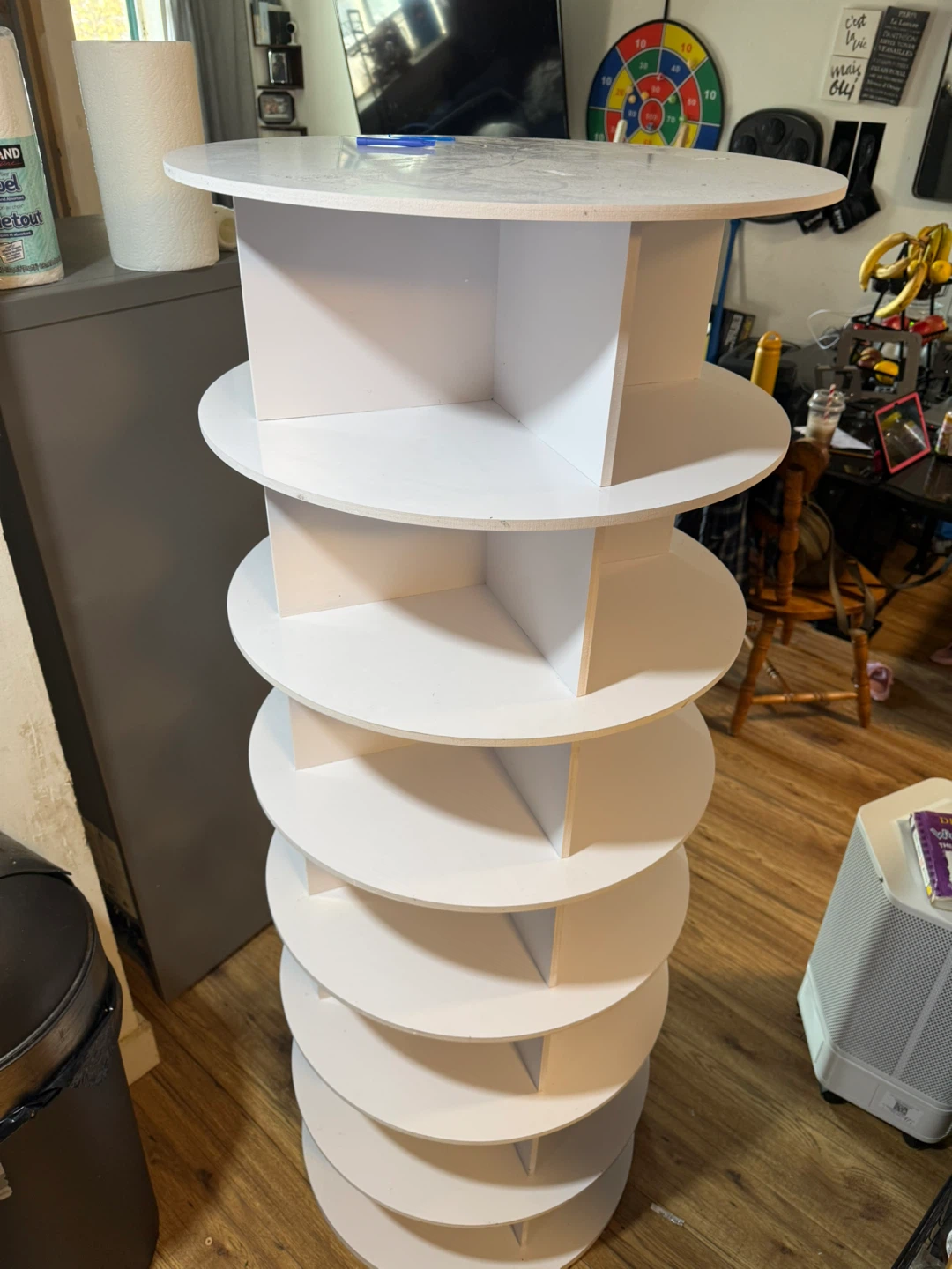 White Round Rotating Shoe Rack