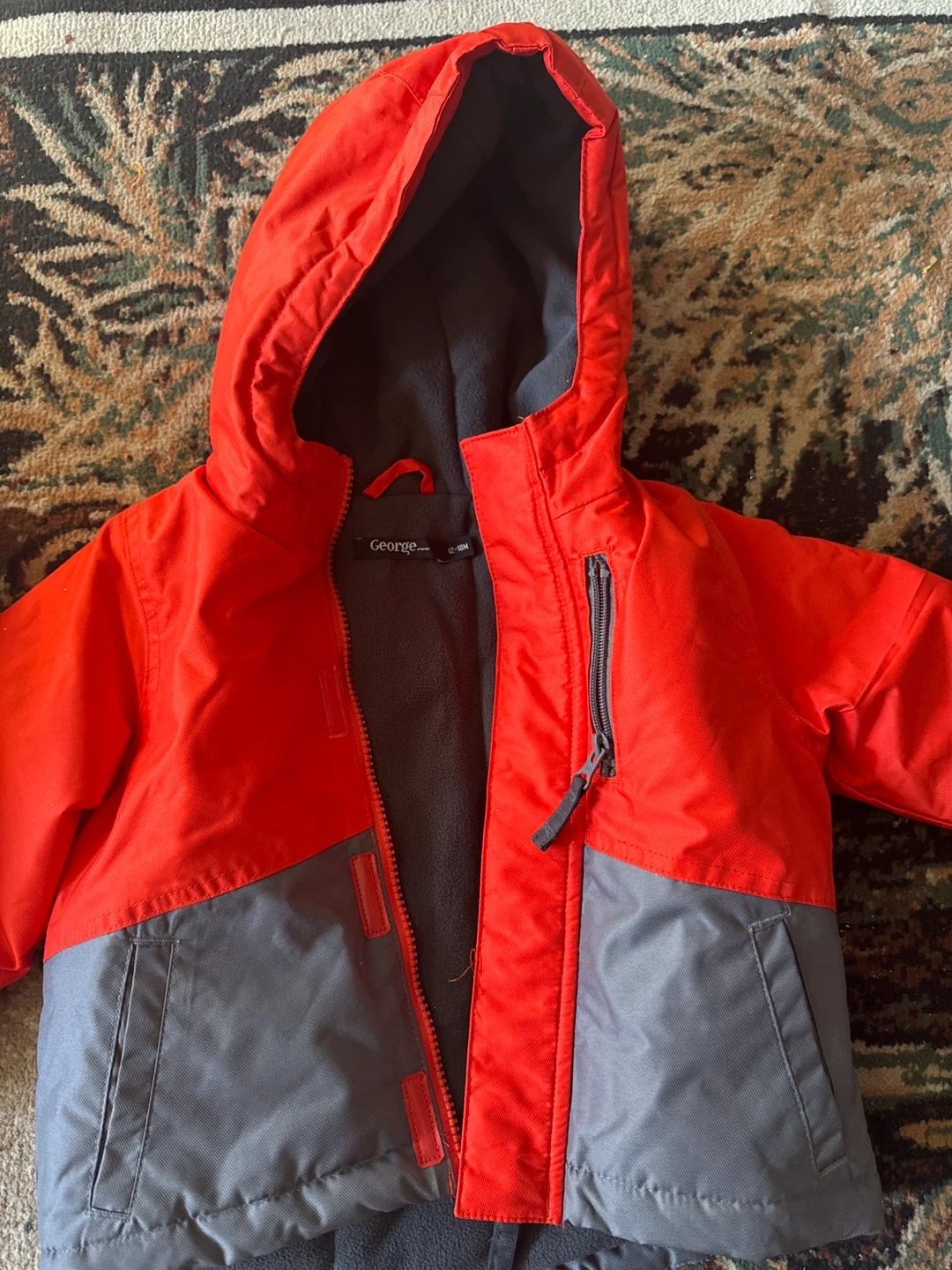 George 12-18M Red & Grey Winter Jacket