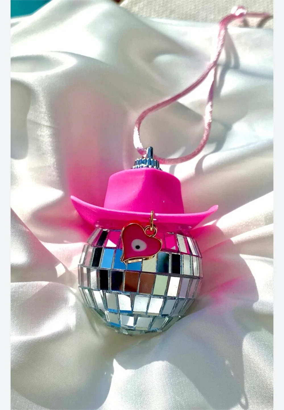 Disco Ball Ornament with Pink Cowboy Hat image indicator(5)