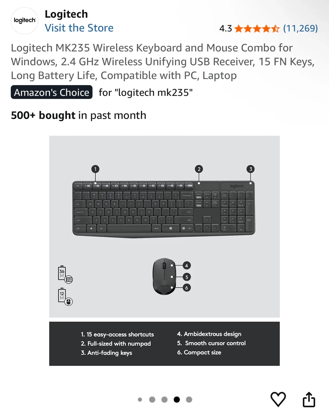 Logitech MK235 Wireless Keyboard and Mouse Combo image indicator(4)