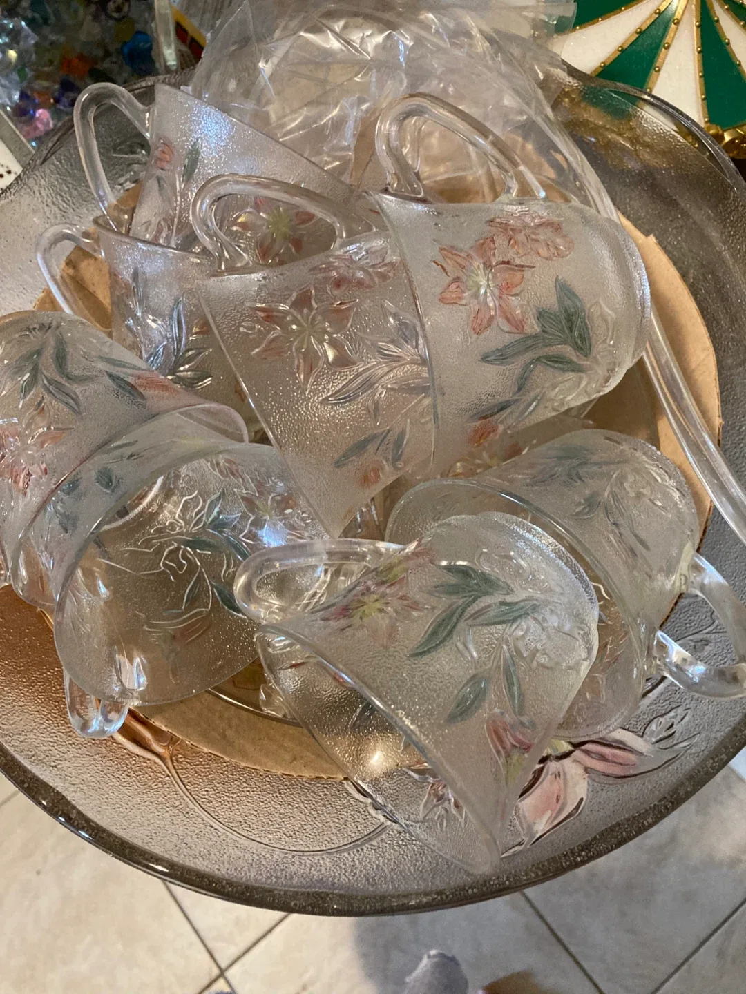 Vintage Punch Bowl Set with Cups
