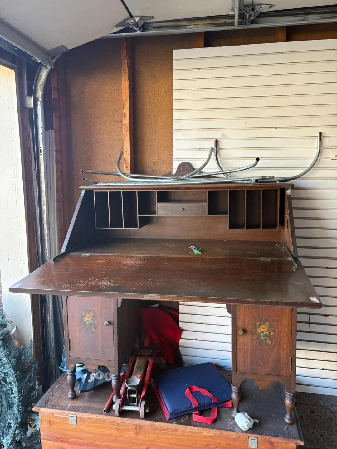 Antique Secretary Desk - Ornate Floral Details image indicator(2)
