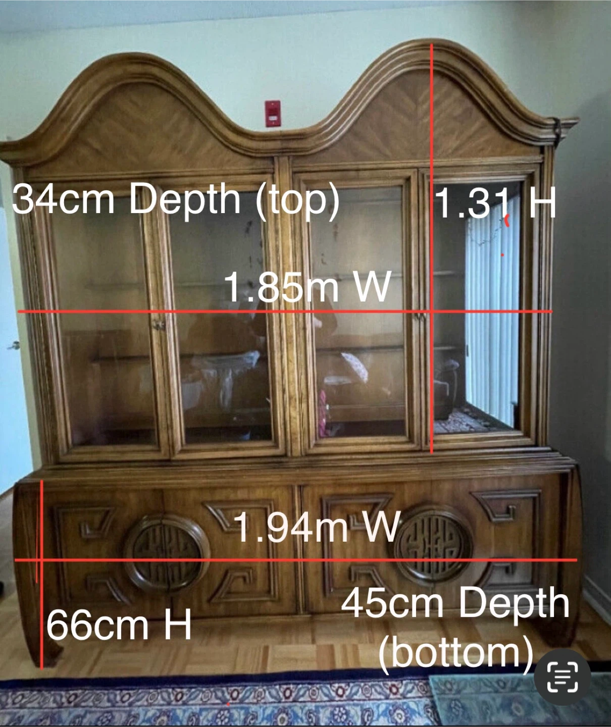 Vintage Wooden Hutch / Display Cabinet - photo 4