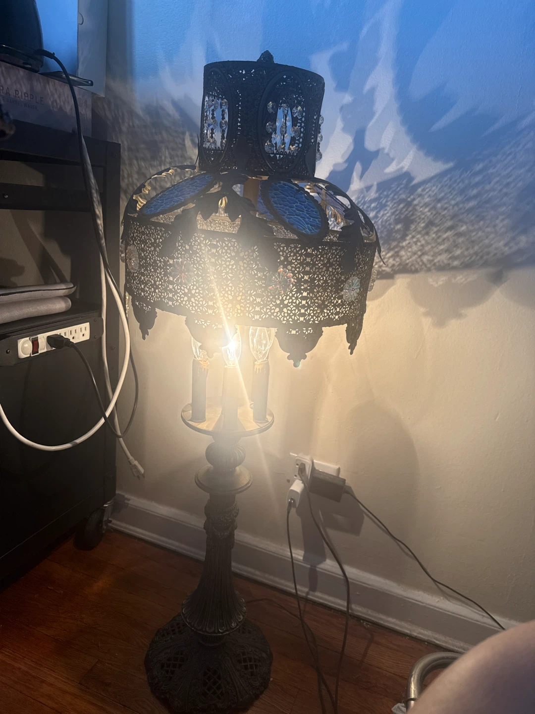 Vintage Style Floor Lamp - Ornate Blue Accents - photo 5
