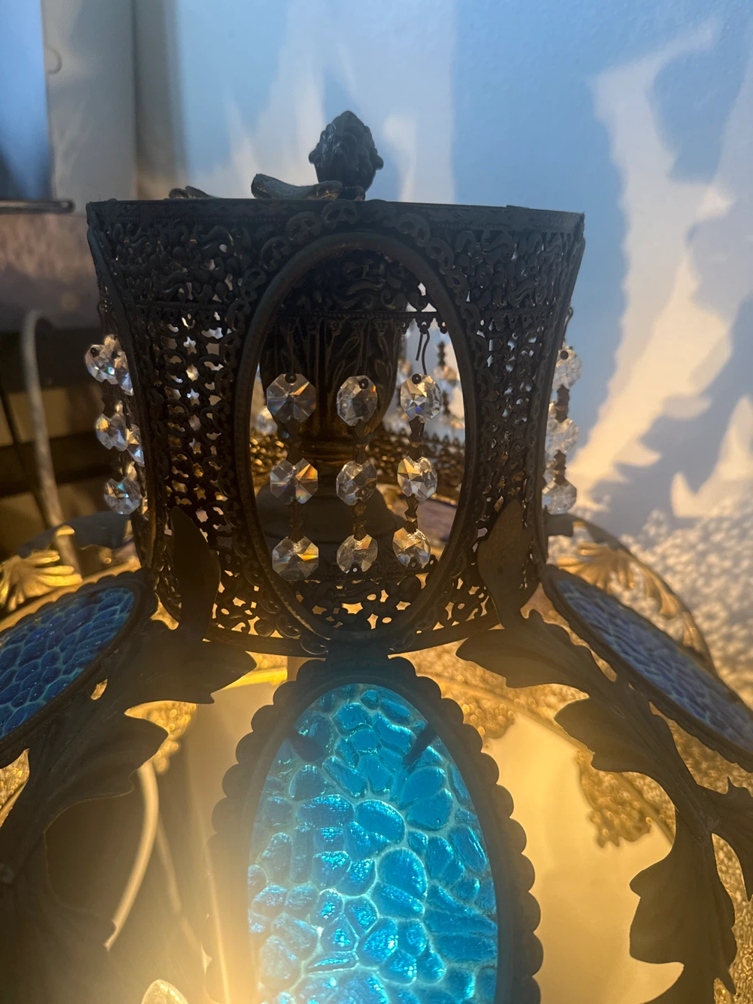 Vintage Style Floor Lamp - Ornate Blue Accents - photo 4