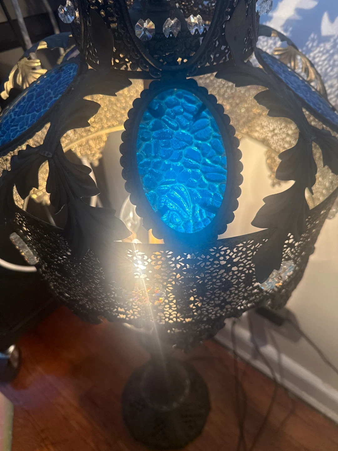 Vintage Style Floor Lamp - Ornate Blue Accents - photo 2