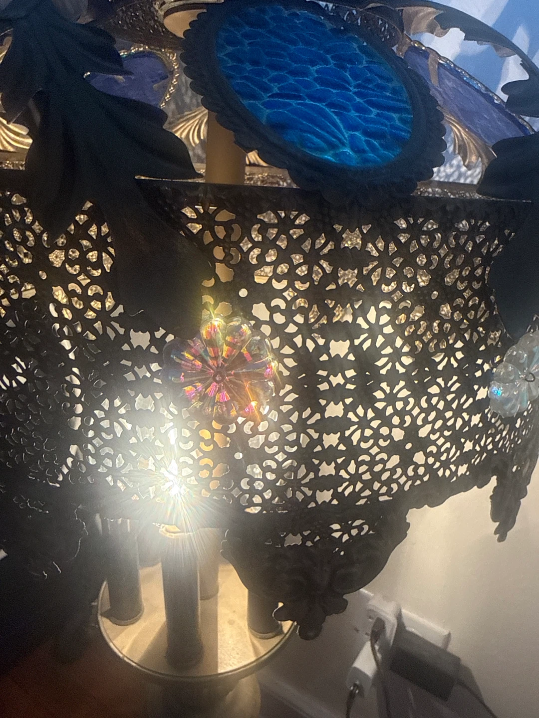 Vintage Style Floor Lamp - Ornate Blue Accents - photo 3