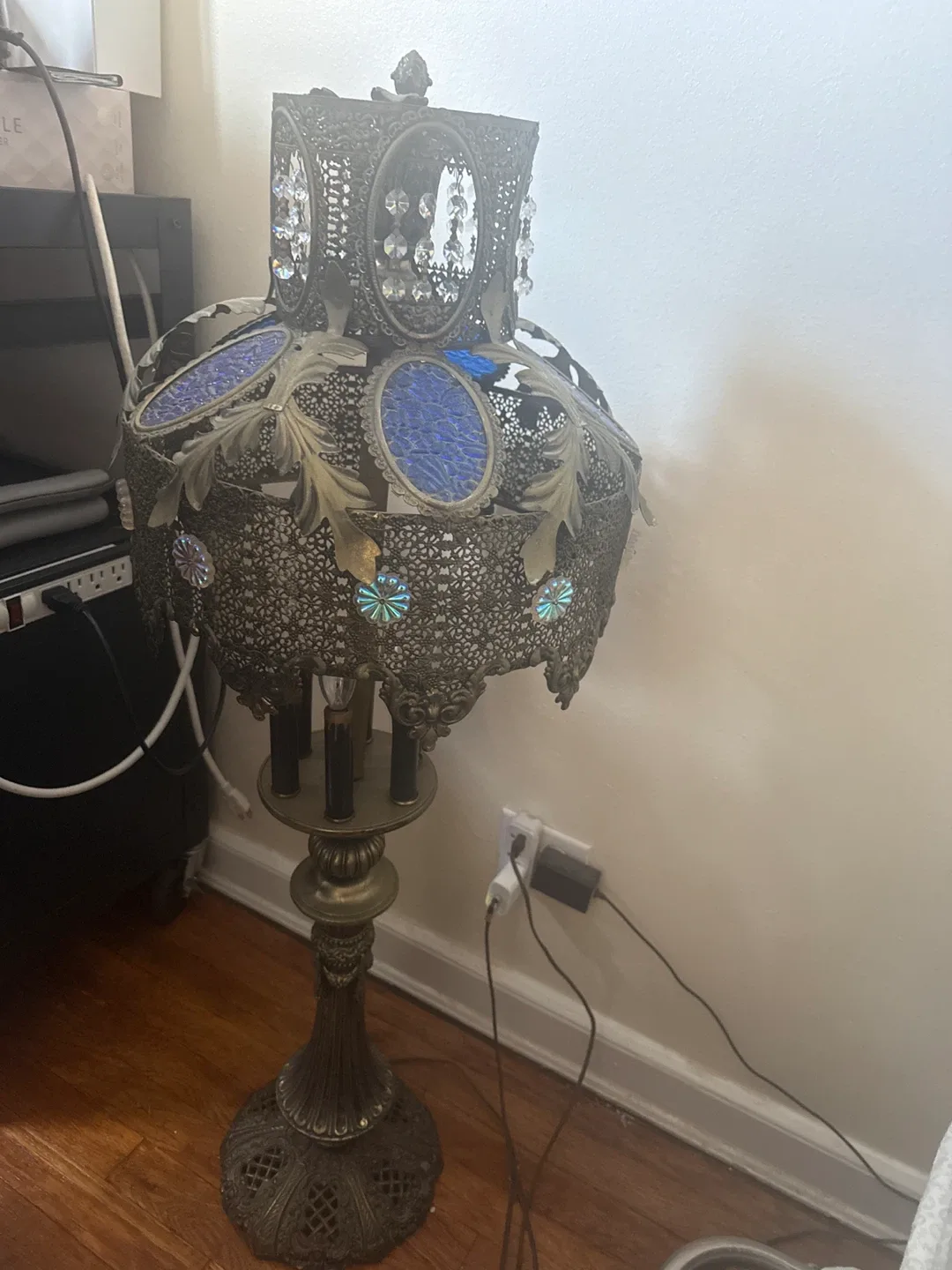 Vintage Style Floor Lamp - Ornate Blue Accents image indicator(8)