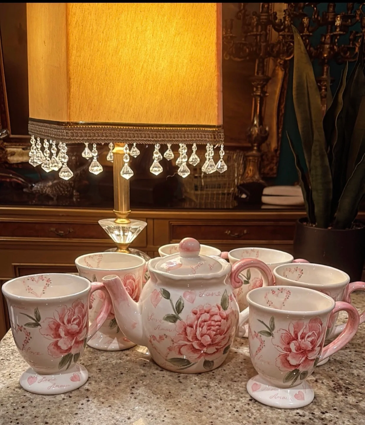 Floral Tea Set - Teapot & 6 Cups