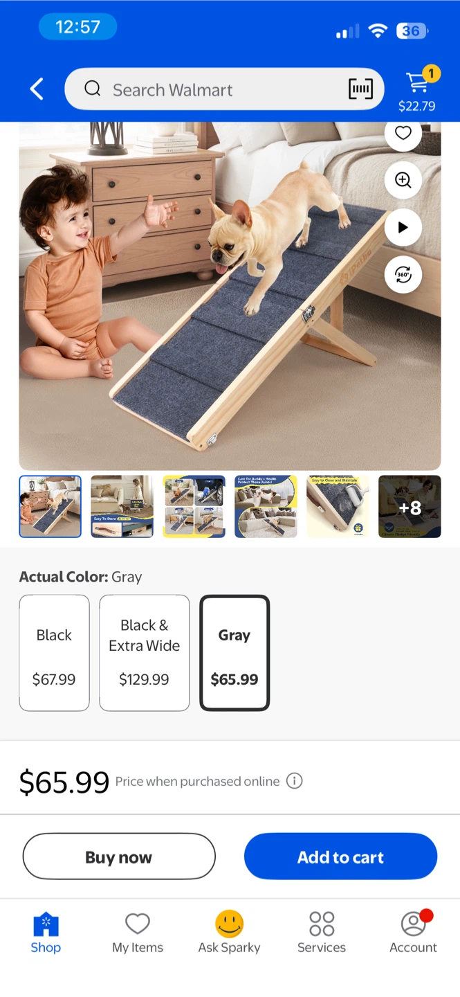 iPetba Portable Wooden Pet Ramp - Gray - photo 2