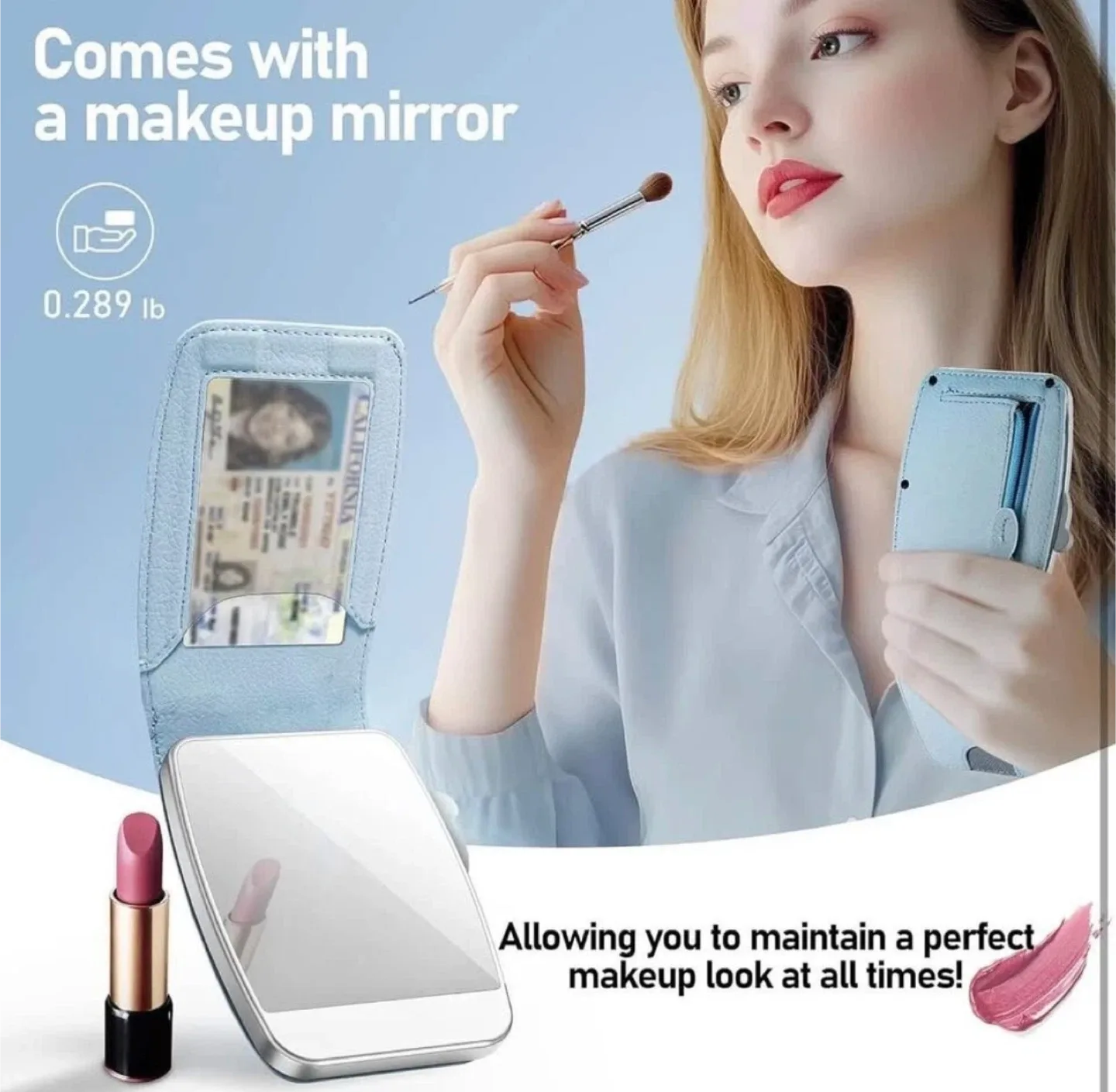 RFID Blocking Pop-Up Wallet with Mirror - Blue image indicator(2)