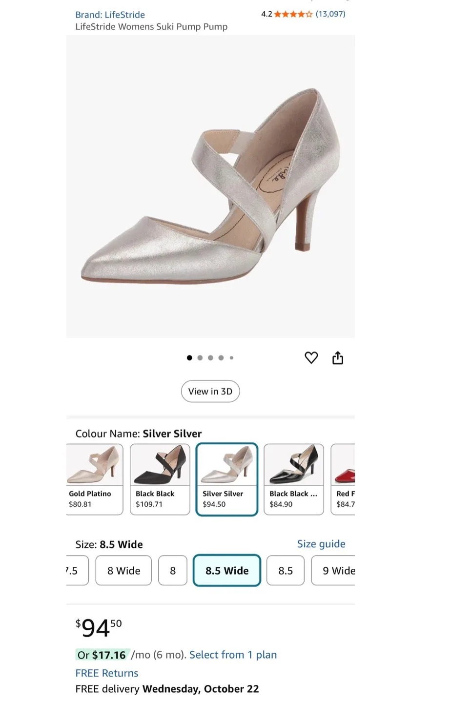 LifeStride Suki Silver Heels - Size 8.5M image indicator(6)