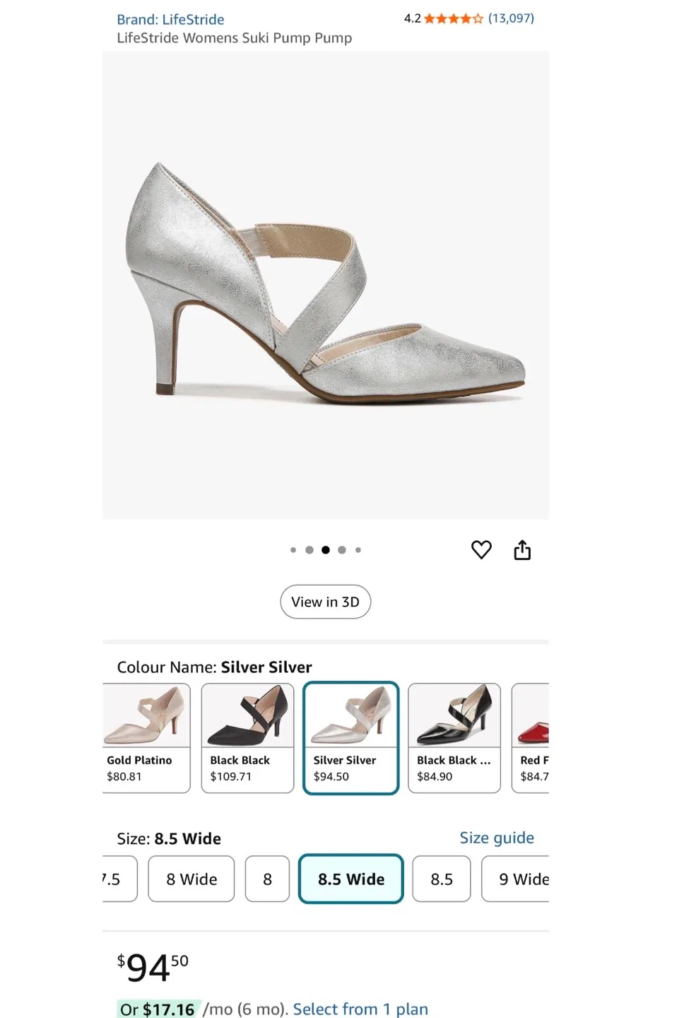 LifeStride Suki Silver Heels - Size 8.5M image indicator(8)