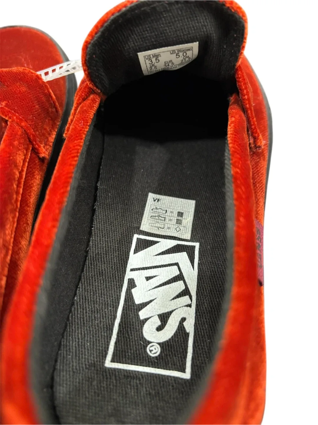 Vans Red Velvet Slip-On Shoes US Women's 5 image indicator(2)