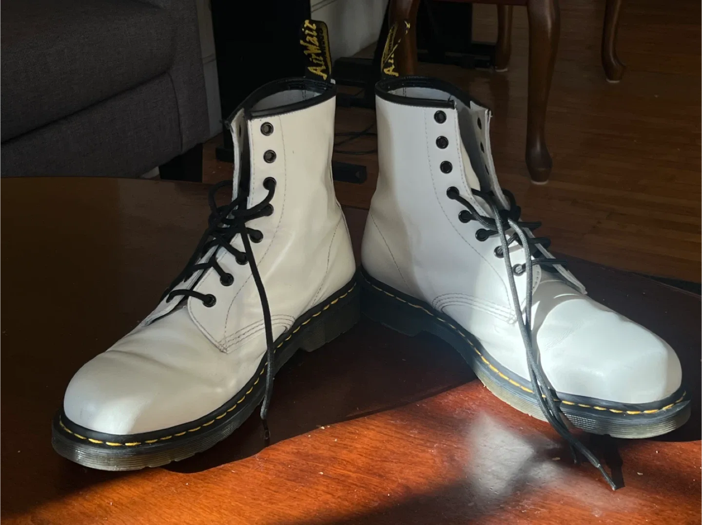 Dr. Martens 1460 White Smooth Leather Boots - US 12 image indicator(3)