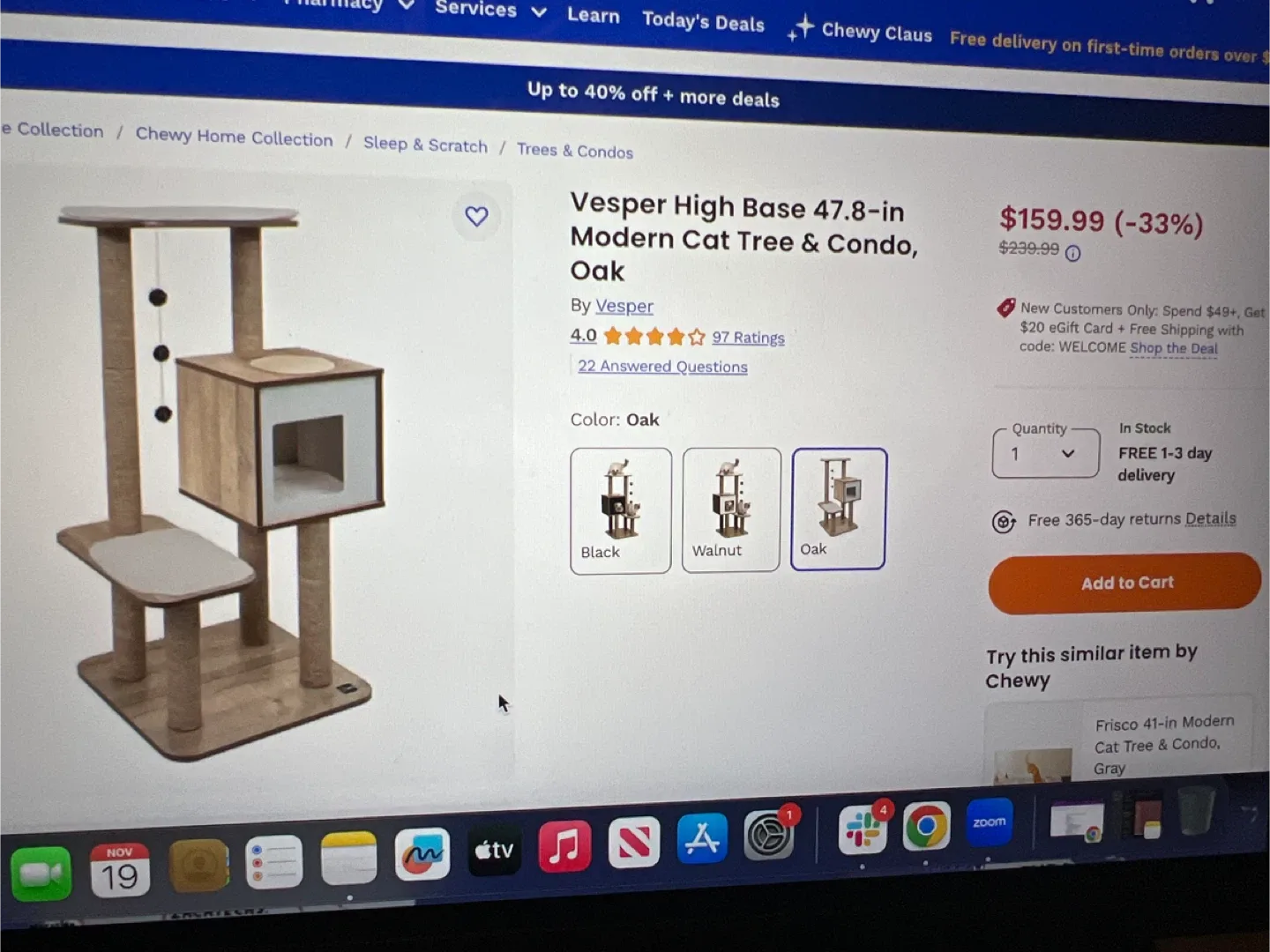 Large White / Oak Wooden Cat Tree image indicator(10)