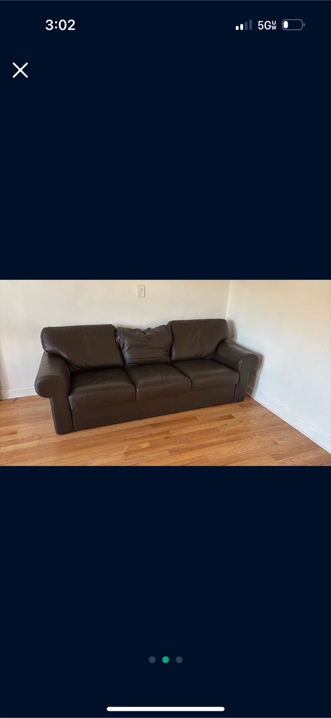 Brown leather IKEA couch. Ground level pick up no stairs