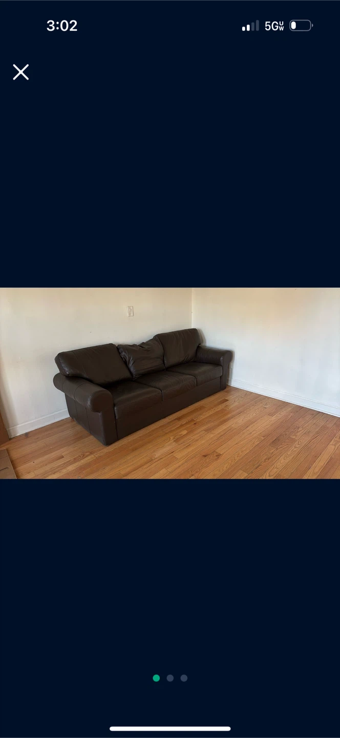 Brown leather IKEA couch. Ground level pick up no stairs - photo 2