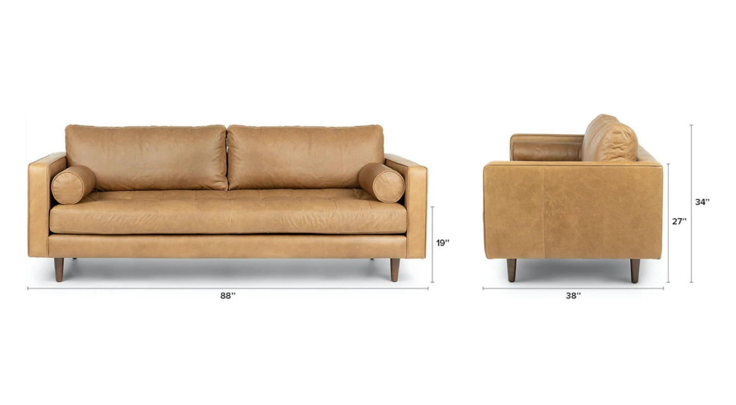 Leather Sofa - 88 inch - photo 4