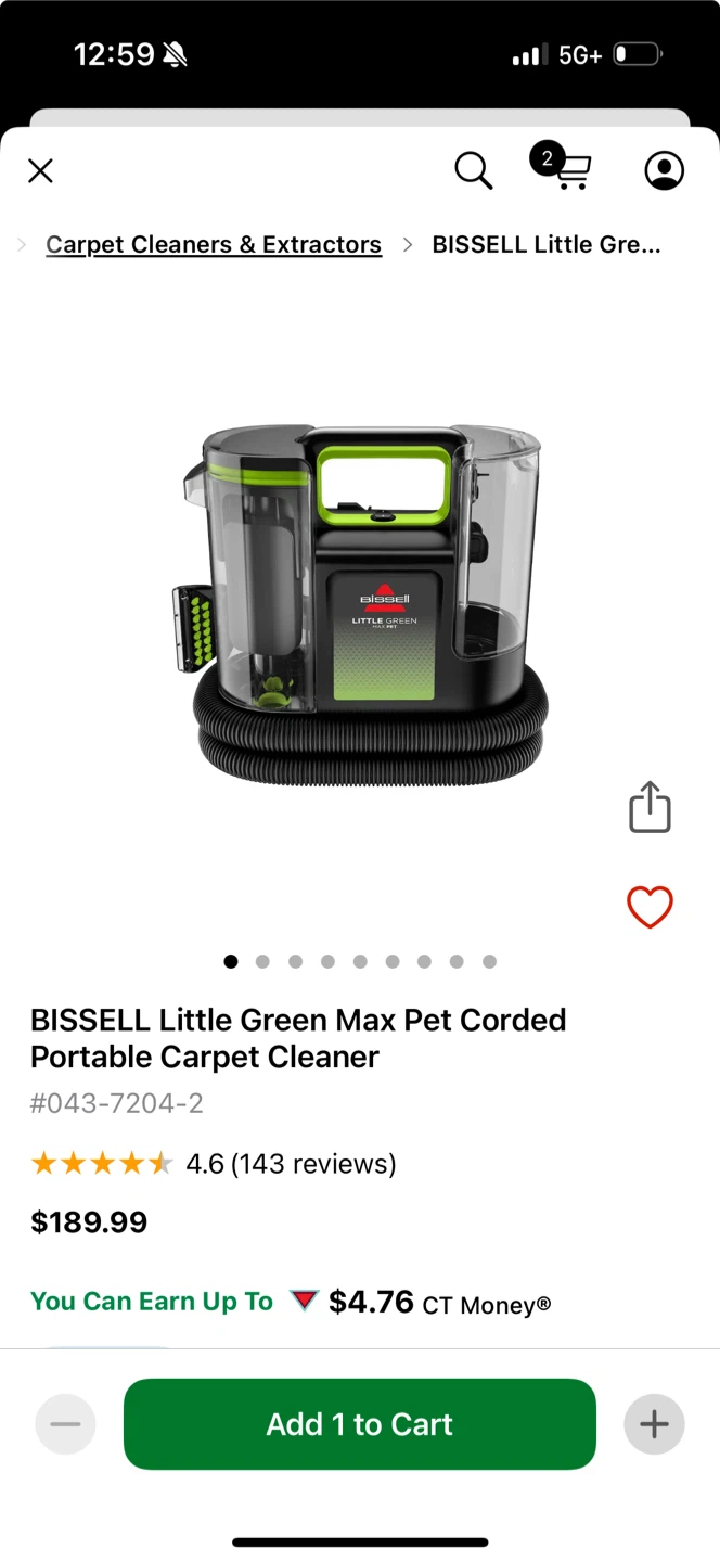 BISSELL Little Green Max Pet Portable Carpet Cleaner - photo 2