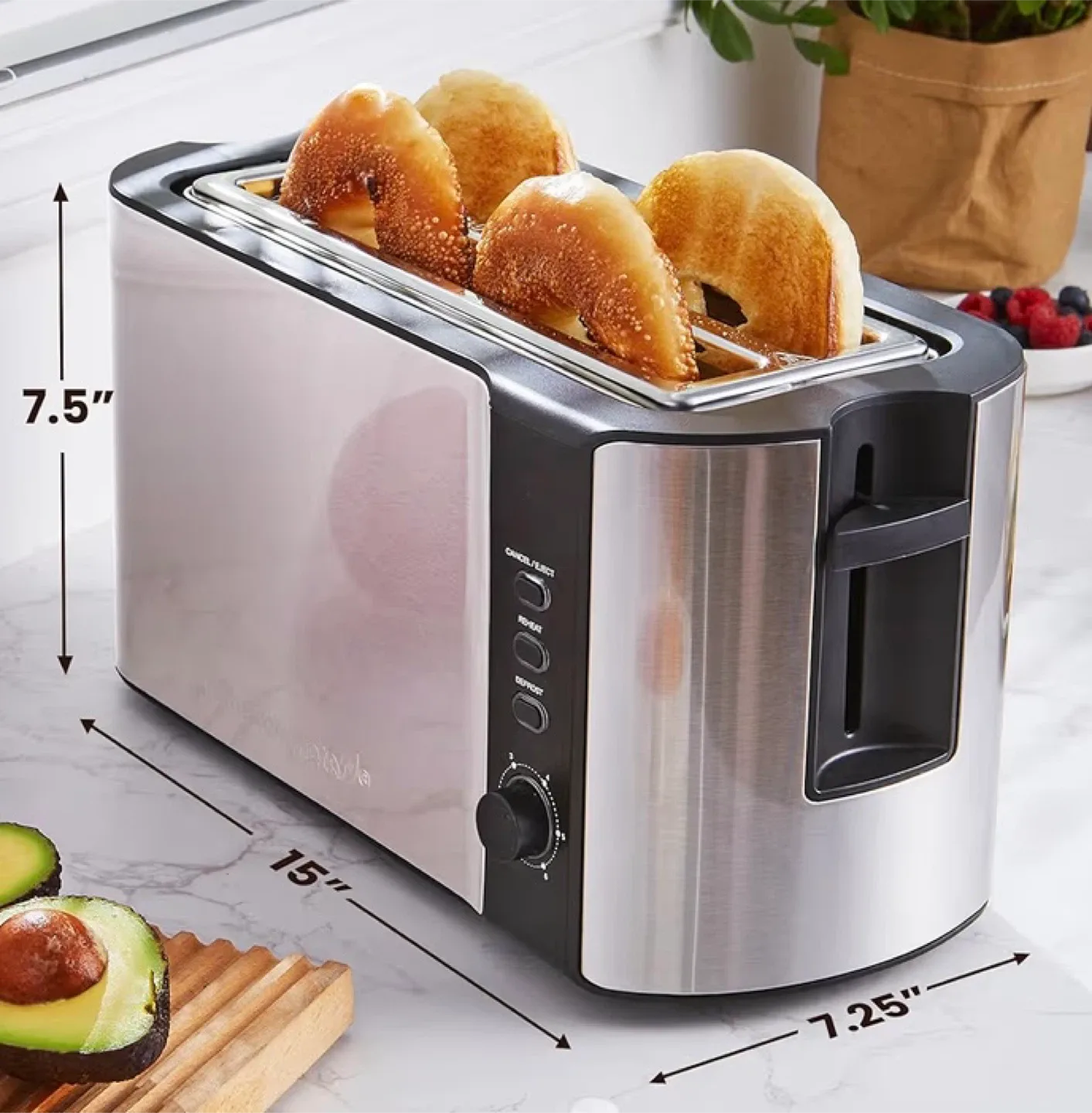 4-Slice Elite Gourmet Toaster - Stainless Steel
