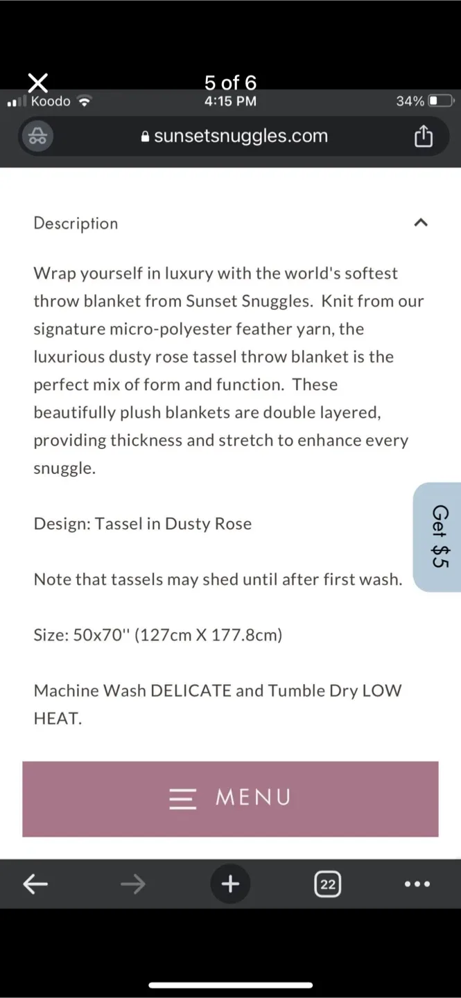 Sunset Snuggles Dusty Rose Tassel Throw Blanket image indicator(5)