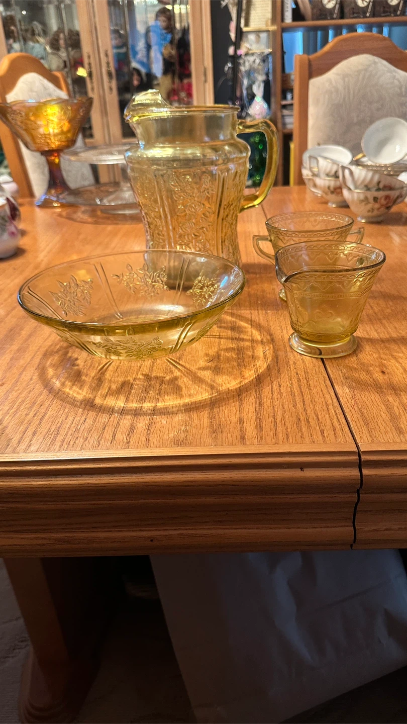 Vintage Sharon cabbage Rose serving bowl - depression glass - photo 4