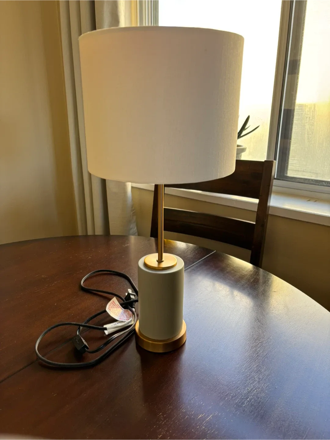 Table Lamp - Grey & Gold Accent