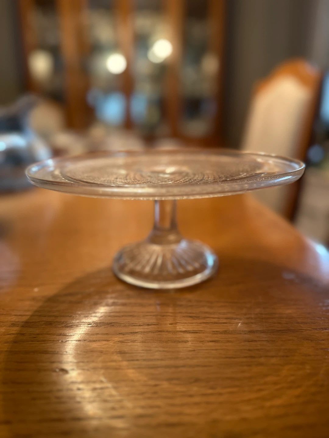 Vintage Clear Glass Creamer, Sugar Bowl & Cake Stand Set - photo 2