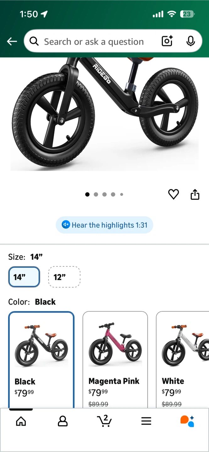 Ridego 14 Inch Black Balance Bike - photo 3