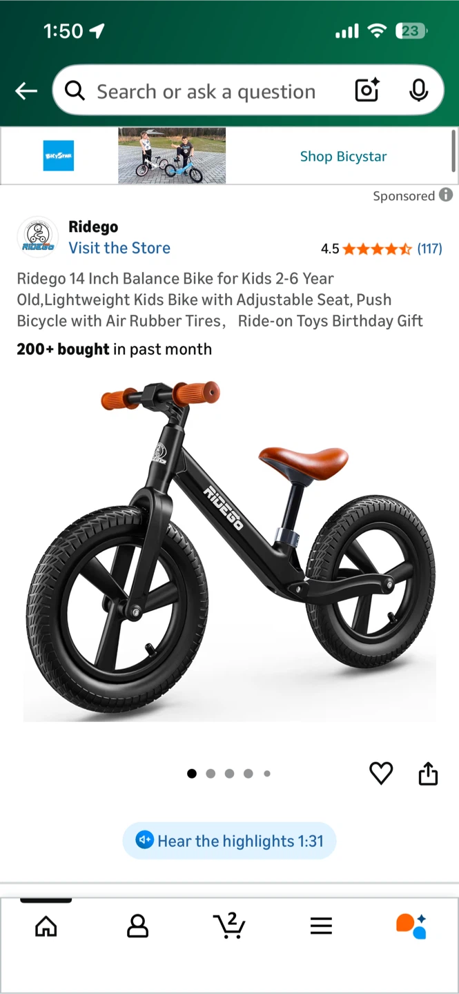 Ridego 14 Inch Black Balance Bike - photo 2