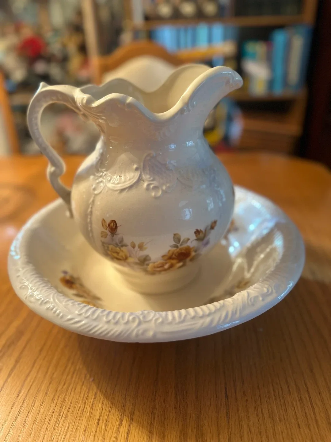 Vintage Floral Pitcher and Bowl Set - Royal Ironstone