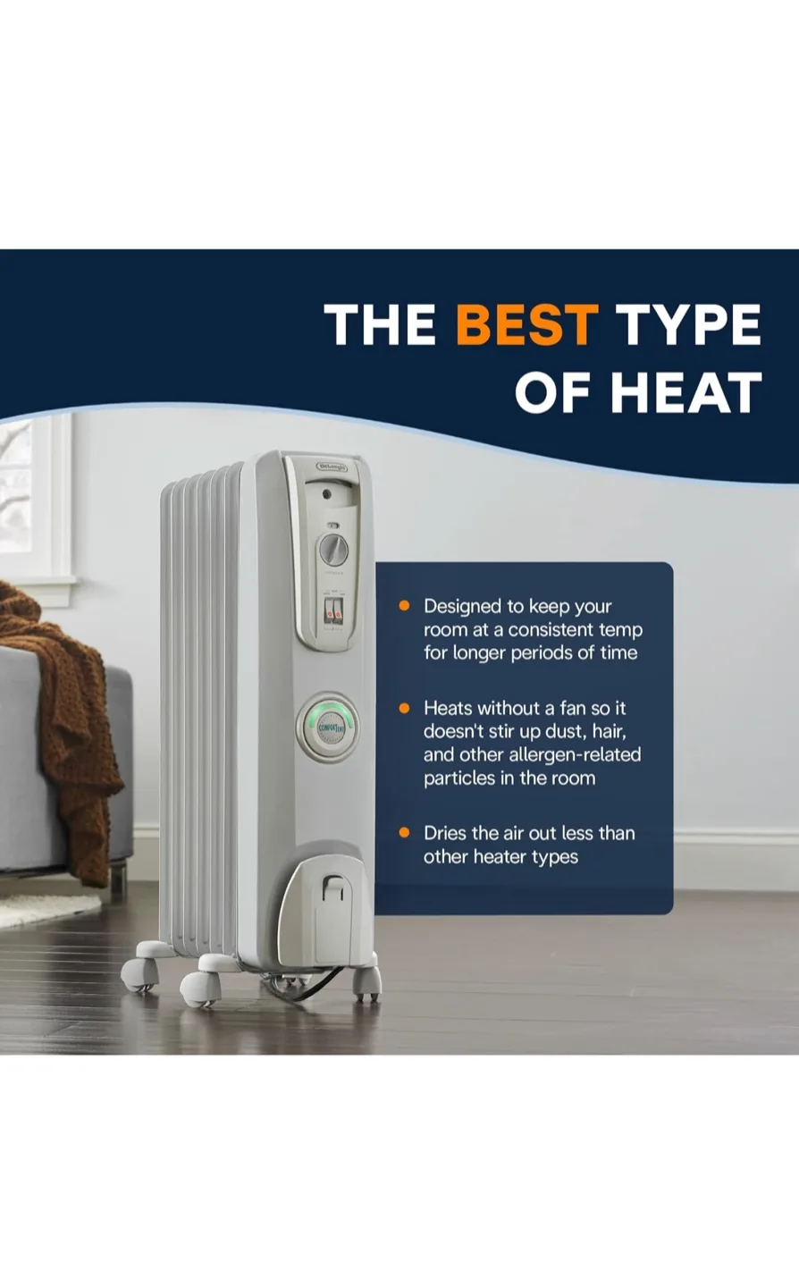 BrandNew DeLonghi 1500W ComfortTemp Portable Oil-Filled Radiator image indicator(4)