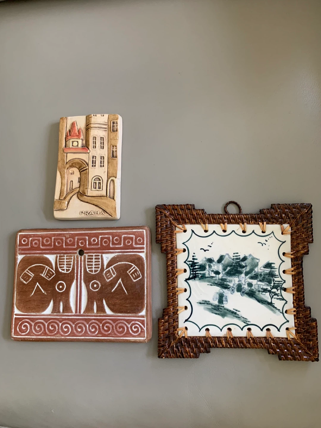 Set of 3 Vintage, Collectible, Hand Made Painted Wall Decors “ !