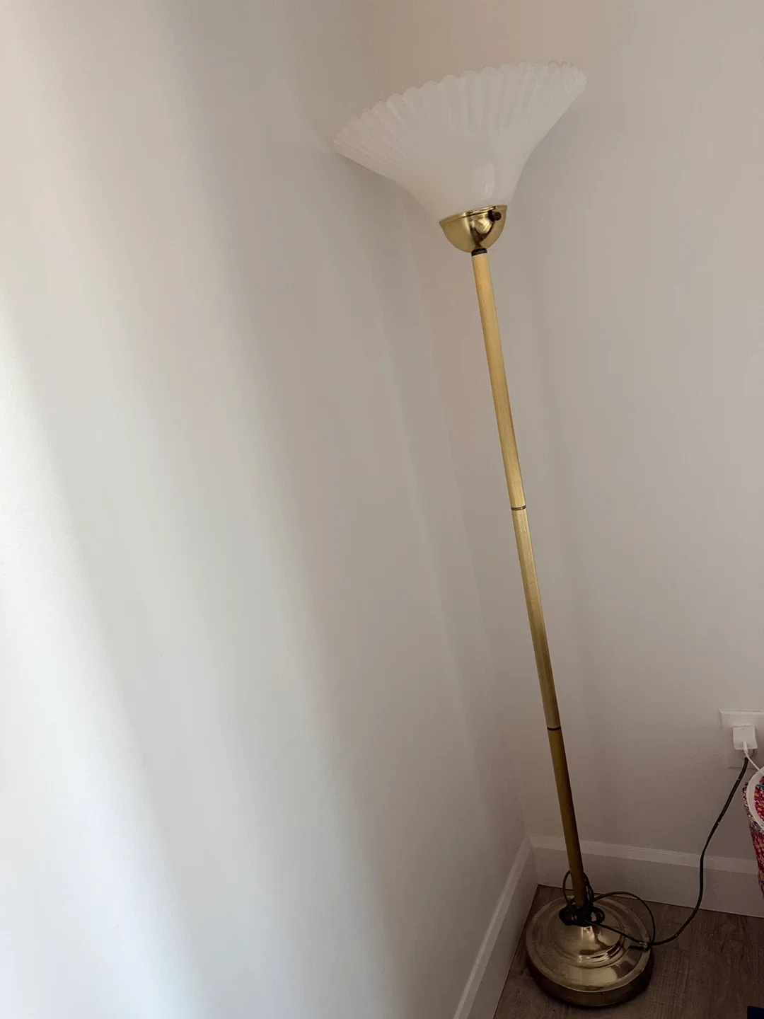 Gold Floor Lamp with White Shade