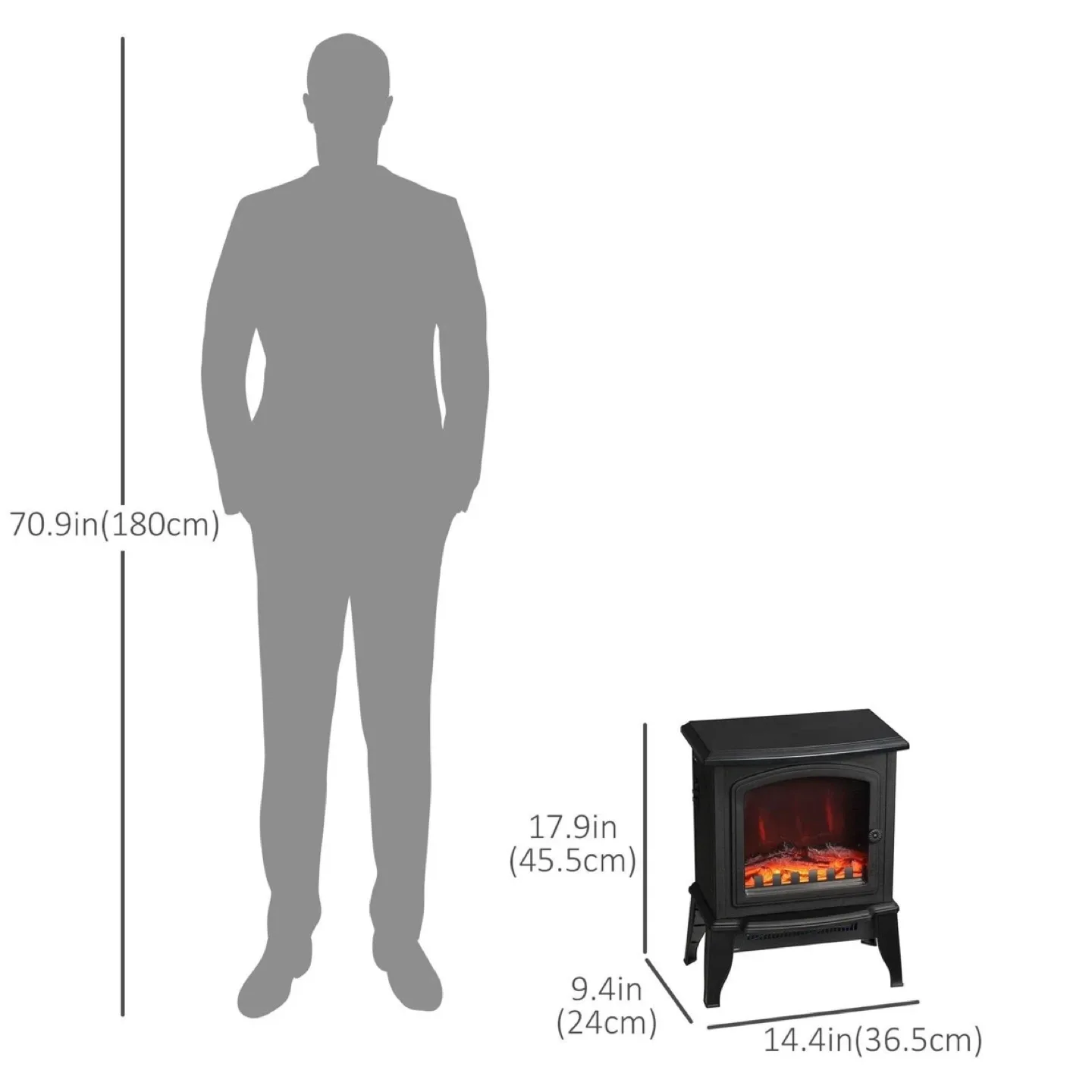 Black Electric Fireplace - 17.9" x 14.4" image indicator(3)
