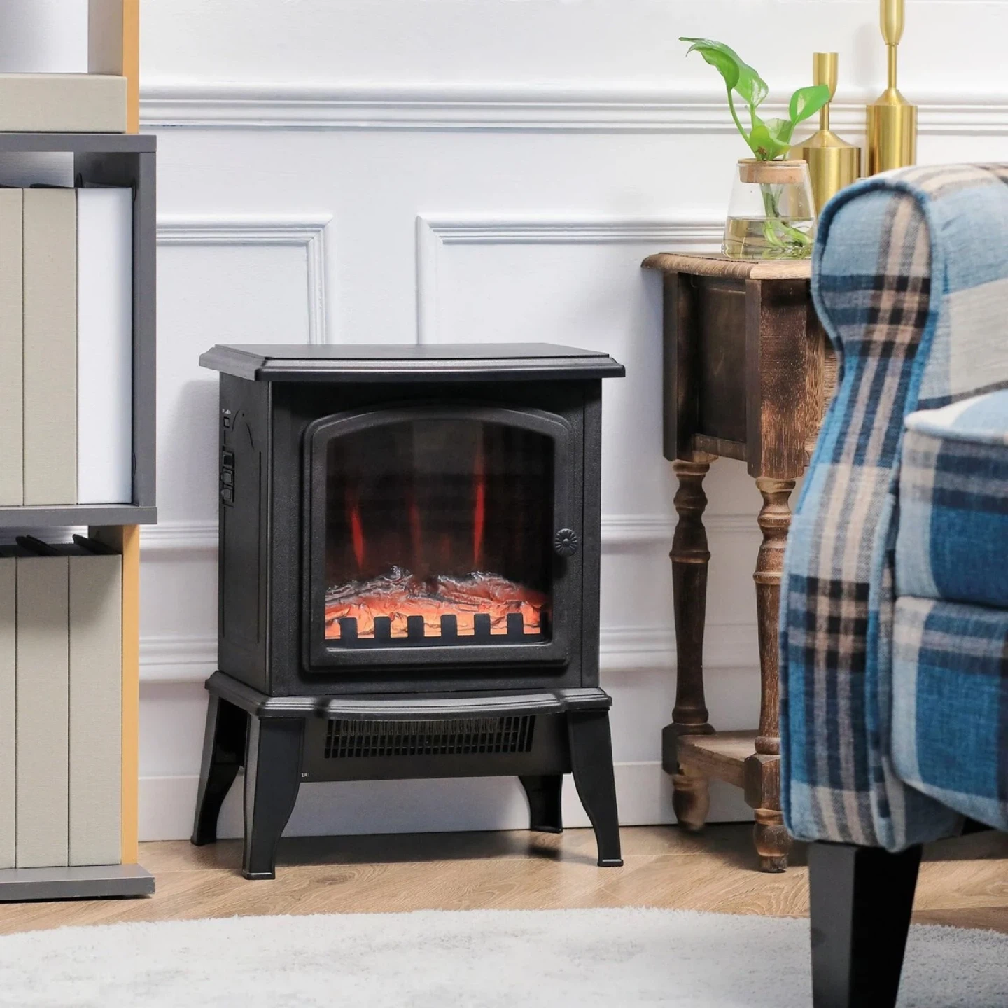 Black Electric Fireplace - 17.9" x 14.4"