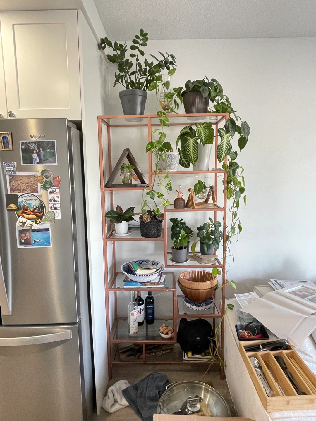 Copper Metal & Glass Shelf