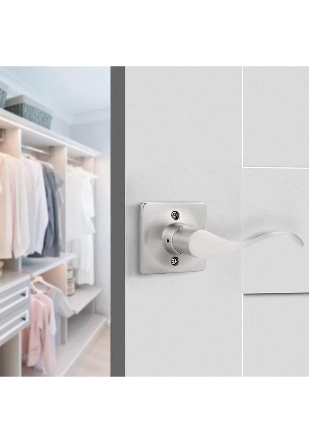 Door Lever Handle Set, Satin Nickel Finish image indicator(5)